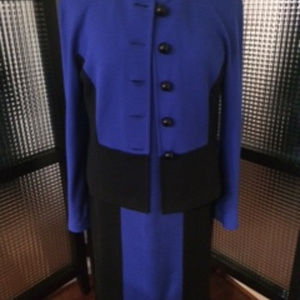 ST. JOHN Black & Blue Cocktail Dress w/Jacket